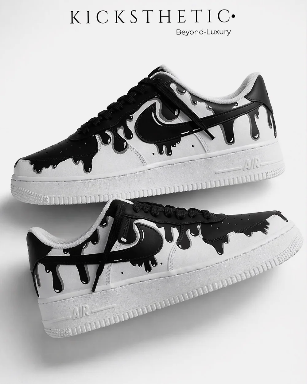 Monochrome Kicksthetic custom sneaker commission